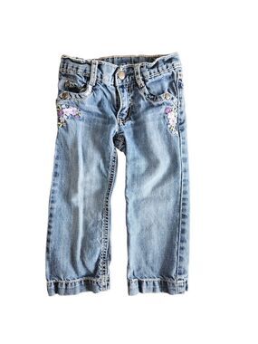 5/$25 Gymboree Toddler Girls Embroidered Floral Jeans Size 2T Straight Leg